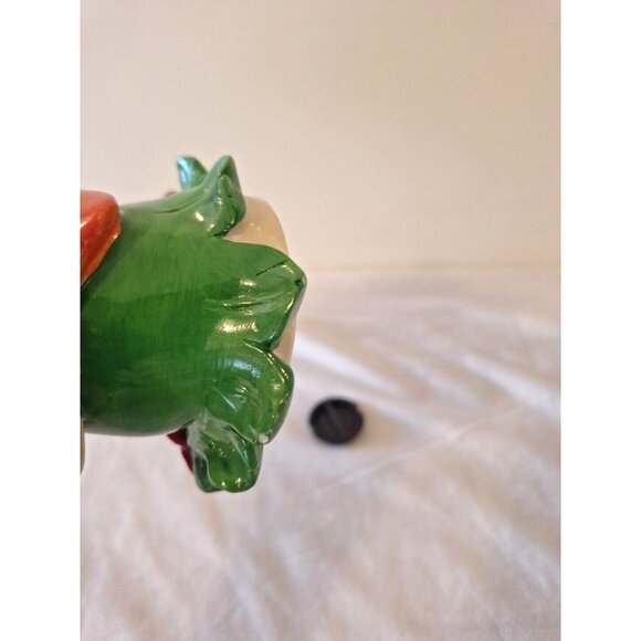 Flower Girl Fairy King Max Piggy Bank Ceramic 6 3/4" Orange Red Green - Picture 4 of 9